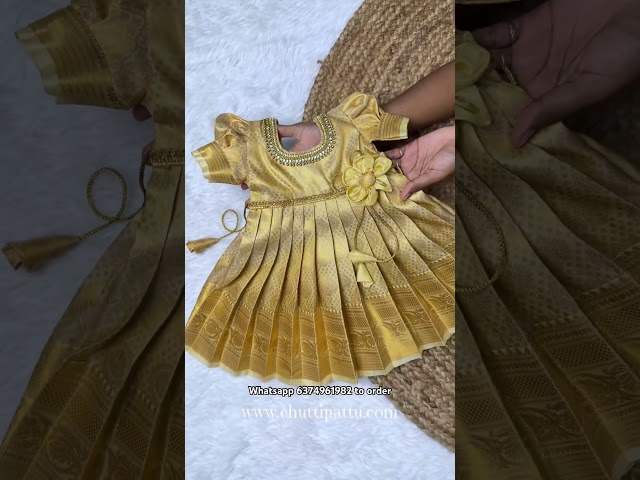 Cream pattu gown. Directly order on our website, https://chuttipattu.com , itemcode:CPM0611