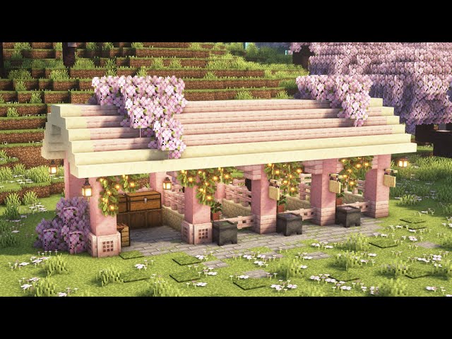 [Minecraft] How to Build a Cherry Blossom Stable / Tutorial