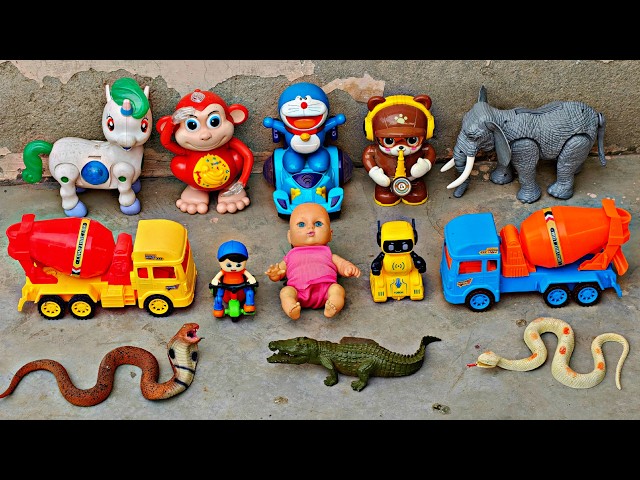 Dekho bacho jangli janwaro ne spiderman ke mini tractor ko tod diya - gadi wala cartoon video