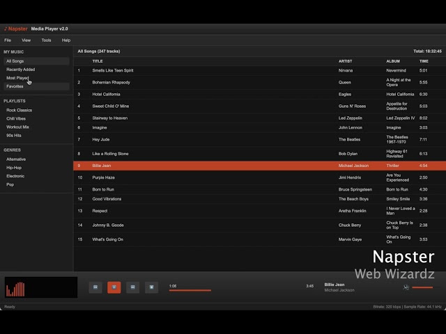 Web Wizardz - Napster Layout (HTML, CSS and Javascript)(reupload)