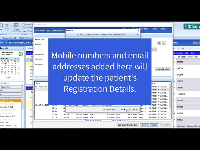 Finding and Booking appointments on EMIS Web