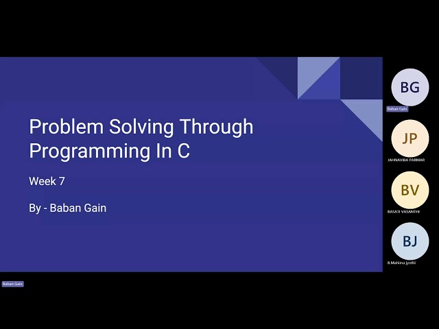 Week 7 | Problem Solving Through Programming In C | Live Session