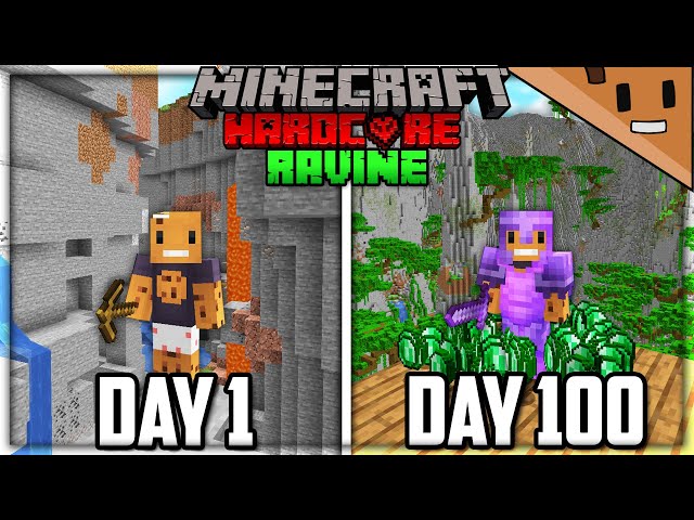 I Survived 100 Days in a MASSIVE RAVINE Only World In Hardcore Minecraft...