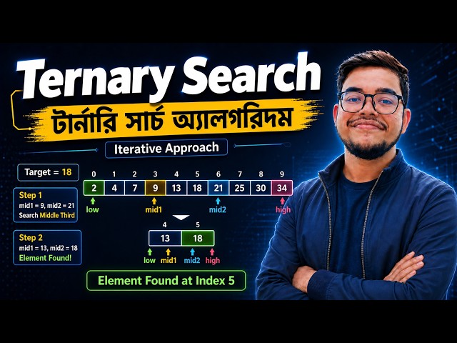 Ternary Search Algorithm | Simulation | Time Complexity | Code | DSA Bangla