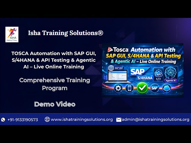 TOSCA SAP 21st September 2026 Demo Pls contact or WhatsApp us on +91-9133190573 to enroll