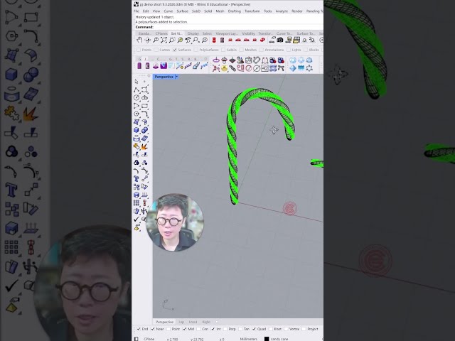Model a Candy Cane in Rhino3D | Pipe, Twist & Flow Tutorial