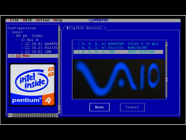 Pentium 4 | VAIO 420 | Installing W2k3 via Adaptec 2100S with 3) Ultra 160 SCSI drives