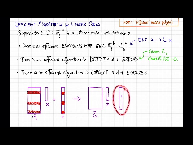 Lecture 3, Video 2: Efficient algorithms for linear codes