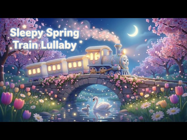 Sleepy Spring Train Lullaby 🌸🚂 | Calming Bedtime Song for Kids & Babies