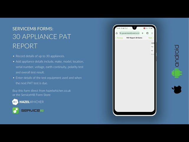 ServiceM8 Forms - 30 Appliance PAT Report