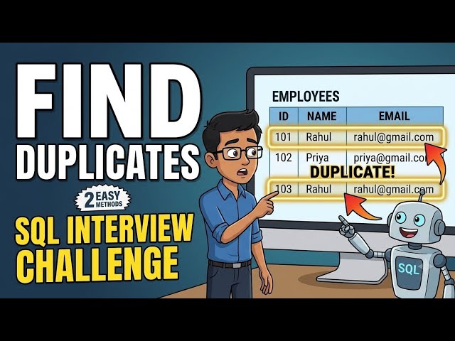 SQL Interview Challenge: Find Duplicate Records | 2 Easy Methods