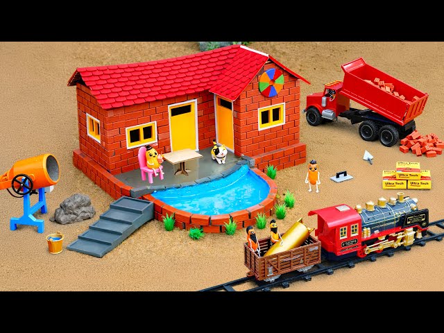 DIY Construction Science Project - Building a Modern Pool Tank Fireproof House With Brick and Cement