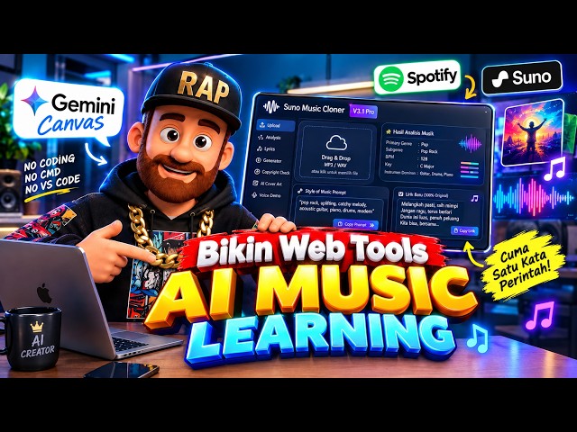 Bikin Web App AI Music Cloner Sendiri, Modal 1 Prompt di Gemini Canvas!