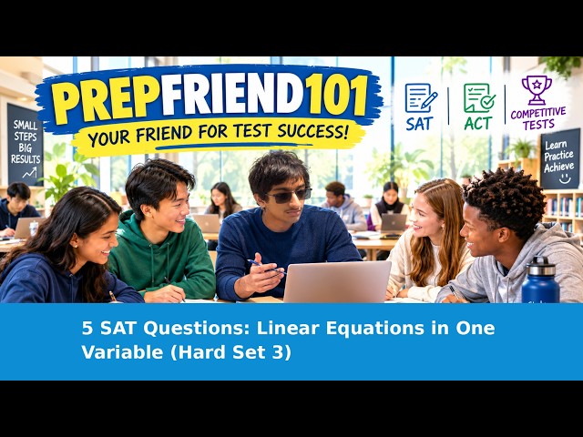 5 Hard SAT Algebra Questions Linear Equations One Variable | SAT Practice Hard Set 3 | PrepFriend101