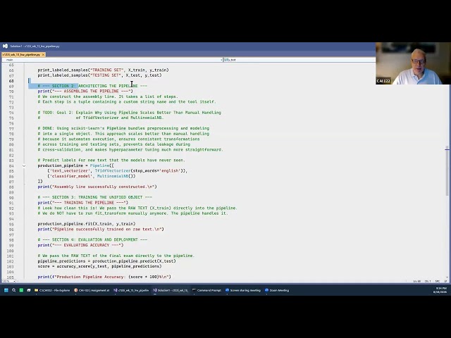 13.1 Self-Study Assignment a13: Constructing the End-to-End Pipeline