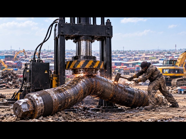 Massive Bent Rod vs Hydraulic Press! 😱 Incredible Heavy Equipment Repair & Straightening