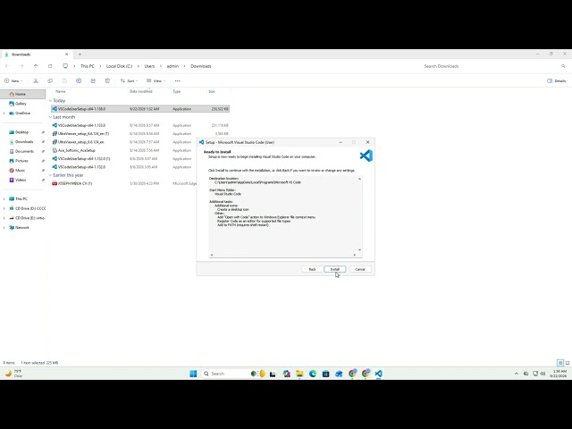 How to install VS Code on Windows.