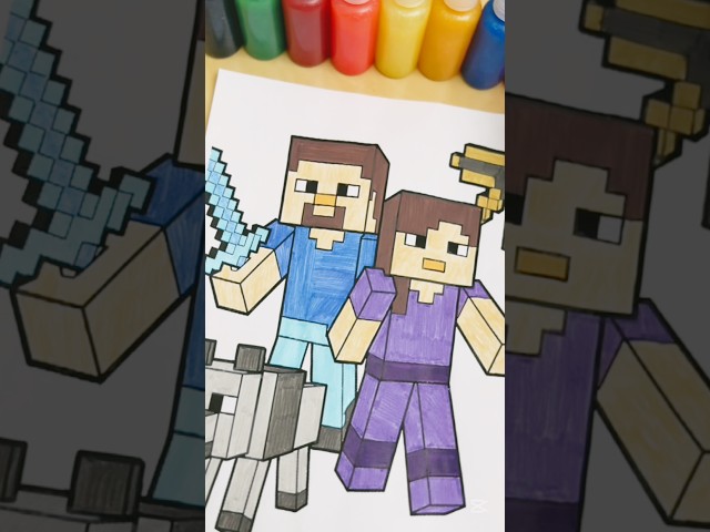 Minecraft Friends Coloring 💙💜 #minecraft #coloring #creeper