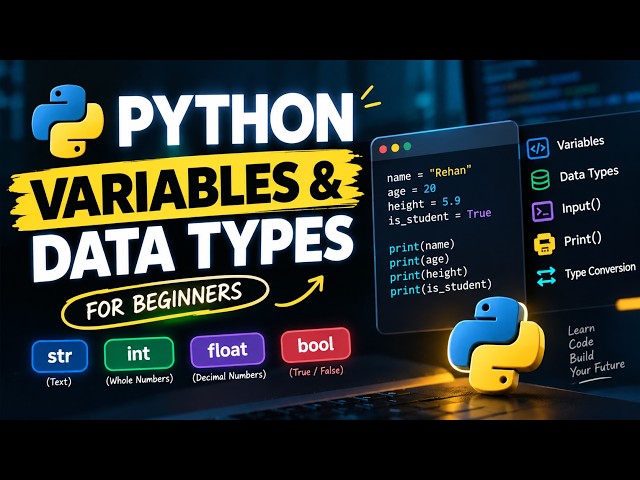 🐍 Python Variables & Data Types for Beginners | Input, Print & Type Conversion