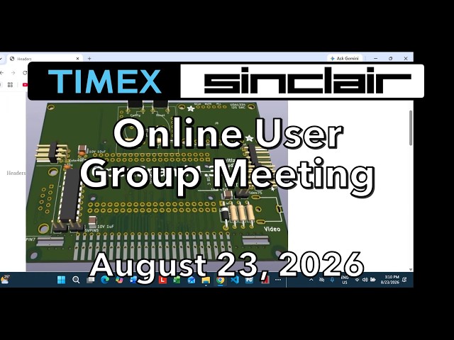 Timex/Sinclair Online User Group Meeting  August 23, 2026