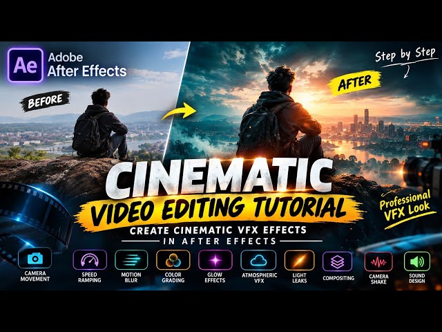After Effects Cinematic Video Editing Tutorial | Create Cinematic VFX Effects Step by Step