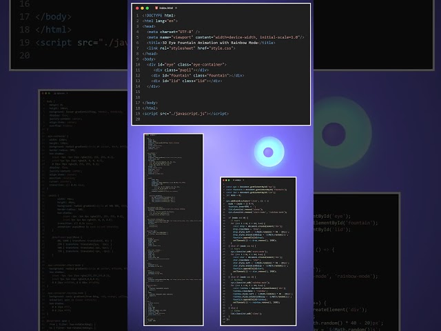 Pure CSS 3D Eye Fountain Animation  #shorts #short #viralvideo #animation