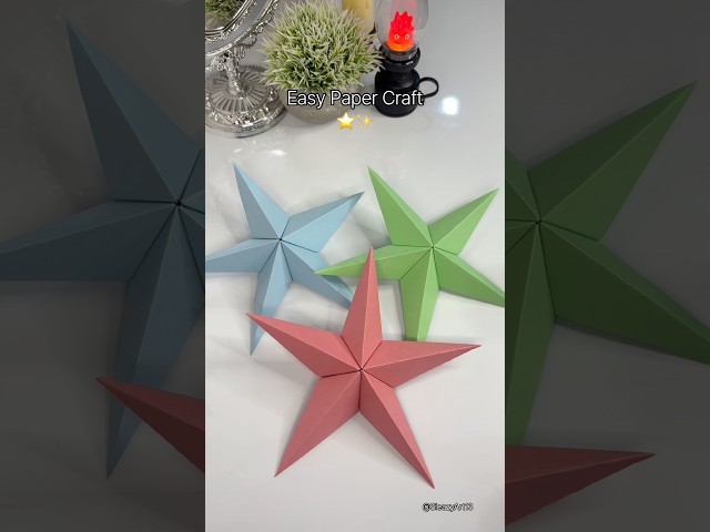 Easy Paper Craft | DIY paper stars ⭐️✨ #diy #aestheticroomdecor #papercraft #paperstars #viralcraft