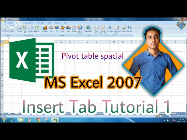 MS Excel 2007 insert tab tutorial || sujoy computer