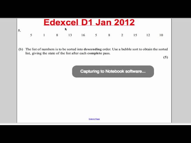 Bubble Sort Algorithm (Exam Qs 2) Decison 1 EDEXCEL A-Level