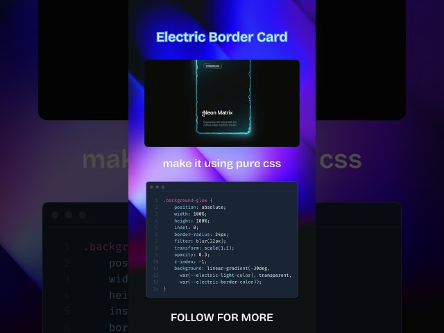 Electric border card with CSS #css #coding #viral #viralvideo #viralshorts #frontend #animation