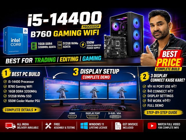 3 Monitor Ek PC Se? i5-14400 PC Build Guide for Everyone! 💻