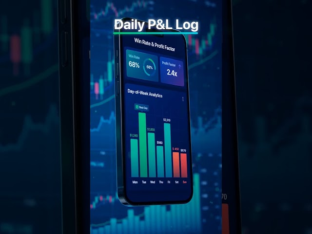 This is your App Store compliant video showing Cumulative P&L, Win Rate, Day-of-Week Analytics
