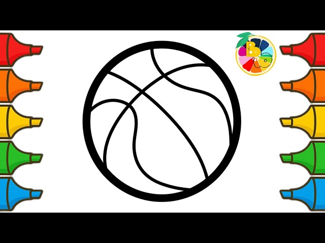 Easy Basket Ball Drawing and Colouring for Kids 🏀 Step by Step Sports Coloring Fun | BabyBrush🌈