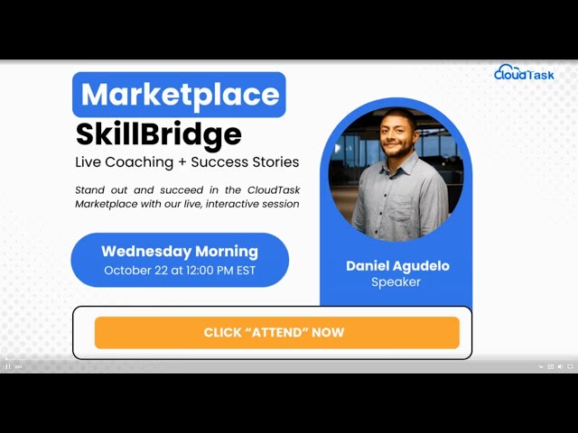 CloudTask Marketplace: Skillbridge (Live Coaching + Success Stories) - October 22/2025