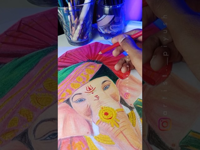 Ganesh ji colour pencil drawing 💗🛐 #youtubeshorts #trending #ganesh #festival #repost #ganpati