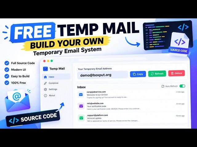 Build Your Own Temp Mail Website for FREE | Free Temporary Email Source Code