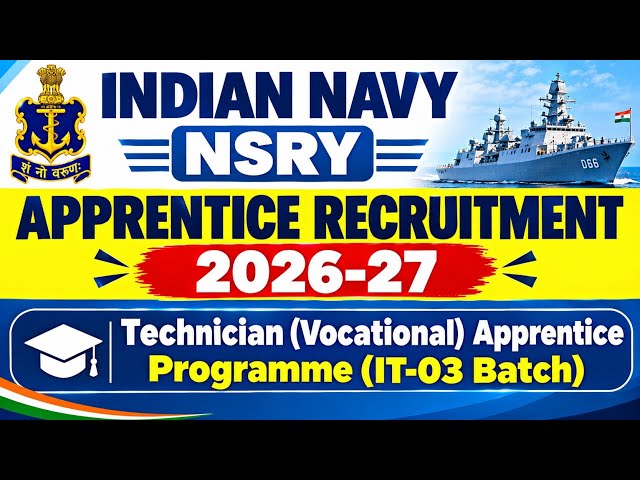 Naval Ship Repair Yard (NSRY), Sri Vijaya Puram ITI Apprentice Recruitment 2026-27.