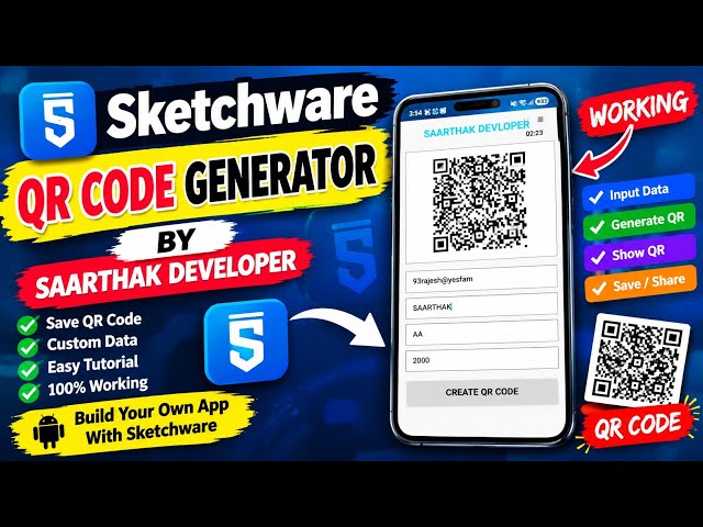 🔥 QR Code Generator in Sketchware | Create QR Code App | SAARTHAK DEVLOPER 📱🚀