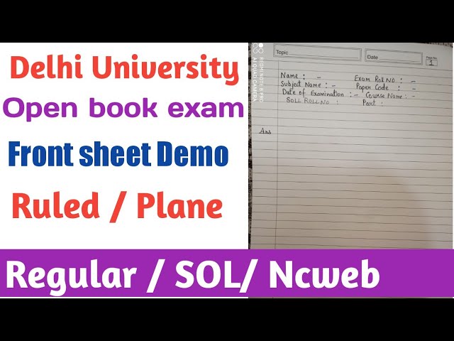 Du sol open book exam front sheet demo 2020 ! SOL open book exam first sheet demo