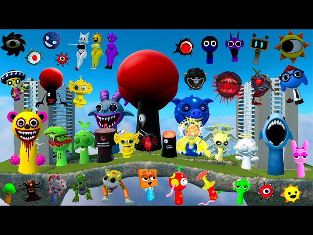 DESTROY MR SUN TREE FUN COMPUTER EVOLUTION ALL SPRUNKI FAMILY SPARTAN KICKING in SKY CONSTRUCT Gmod