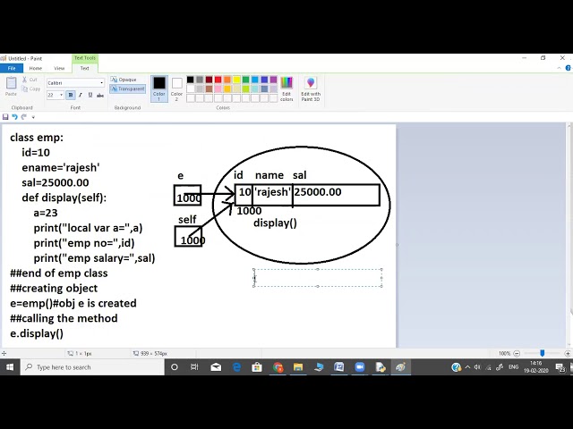 Example program on class and object