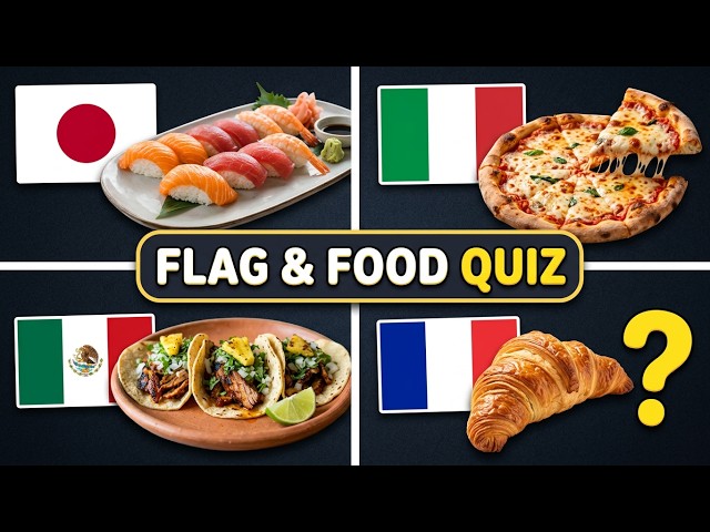 50 Countries: Guess the Flag & Famous Food! 🚩🍜 | Geography Quiz