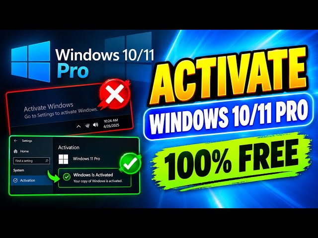 How to Activate Windows 10/11 Pro for FREE in 2026 || Step-be-step Guide #windows #activision