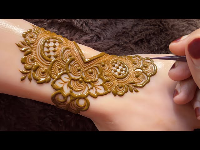Very beautiful prettiest henna design for back hand / Very Beautiful henna design tutorial 