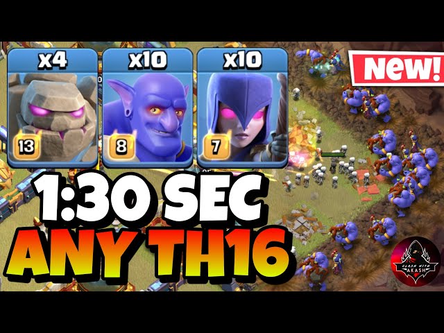 Th16 Golem Bowler Witch Attack With 10 Zap Spell | Best Th16 Attack Strategy in Clash of Clans