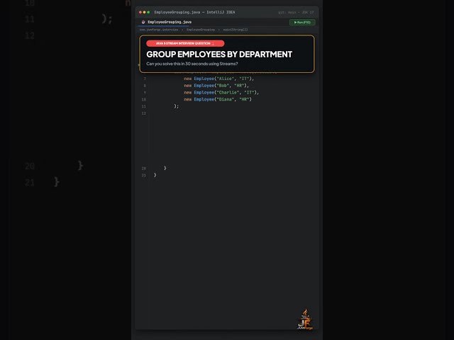 Group Employees by Department | Java 8 Stream Interview Question 🚨 #java  #microservices #springboot