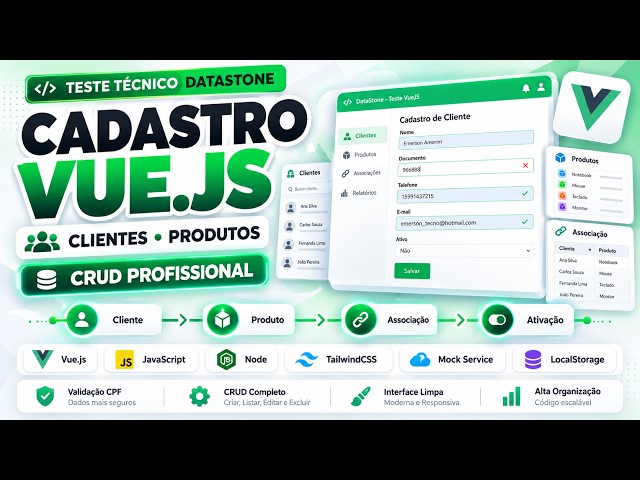 CRUD com Vue.js na Prática 🚀 | Cadastro de Clientes e Produtos – Teste Técnico DataStone