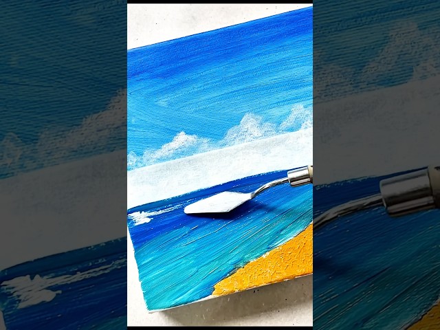 Easy Beach Acrylic Painting Tutorial 🌊 | Ocean Waves & Seascape Canvas Painting for Beginners