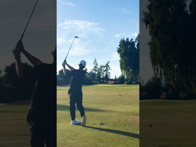 Nice smooth P-wedge 🏌🏻    #golf #golfswing #golfshorts #sunset #golfvibes #golfcourse #golflife