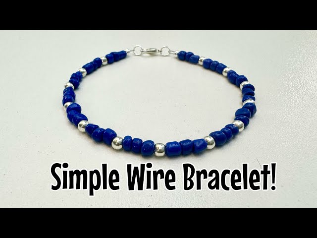 How to make a simple beaded wire bracelet - lobster clasp + crimp beads
